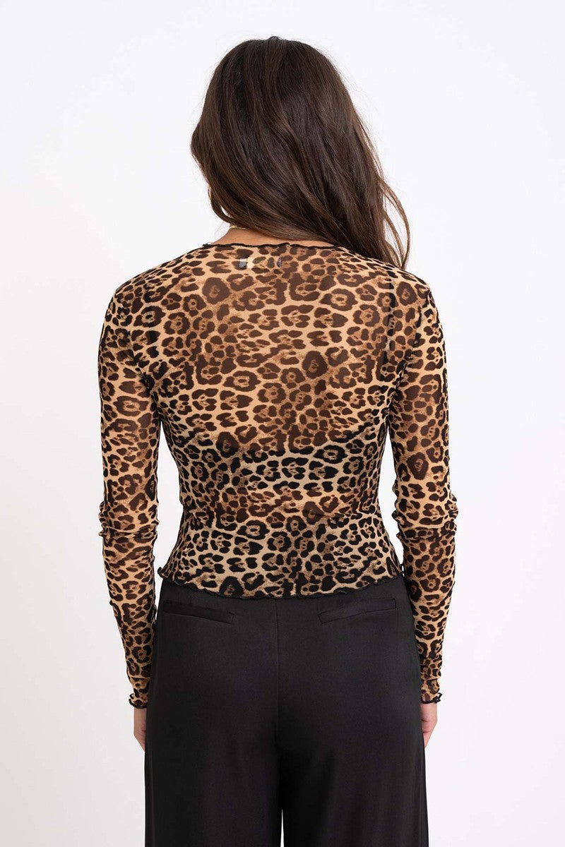Leopard Print Mesh Bodycon Top