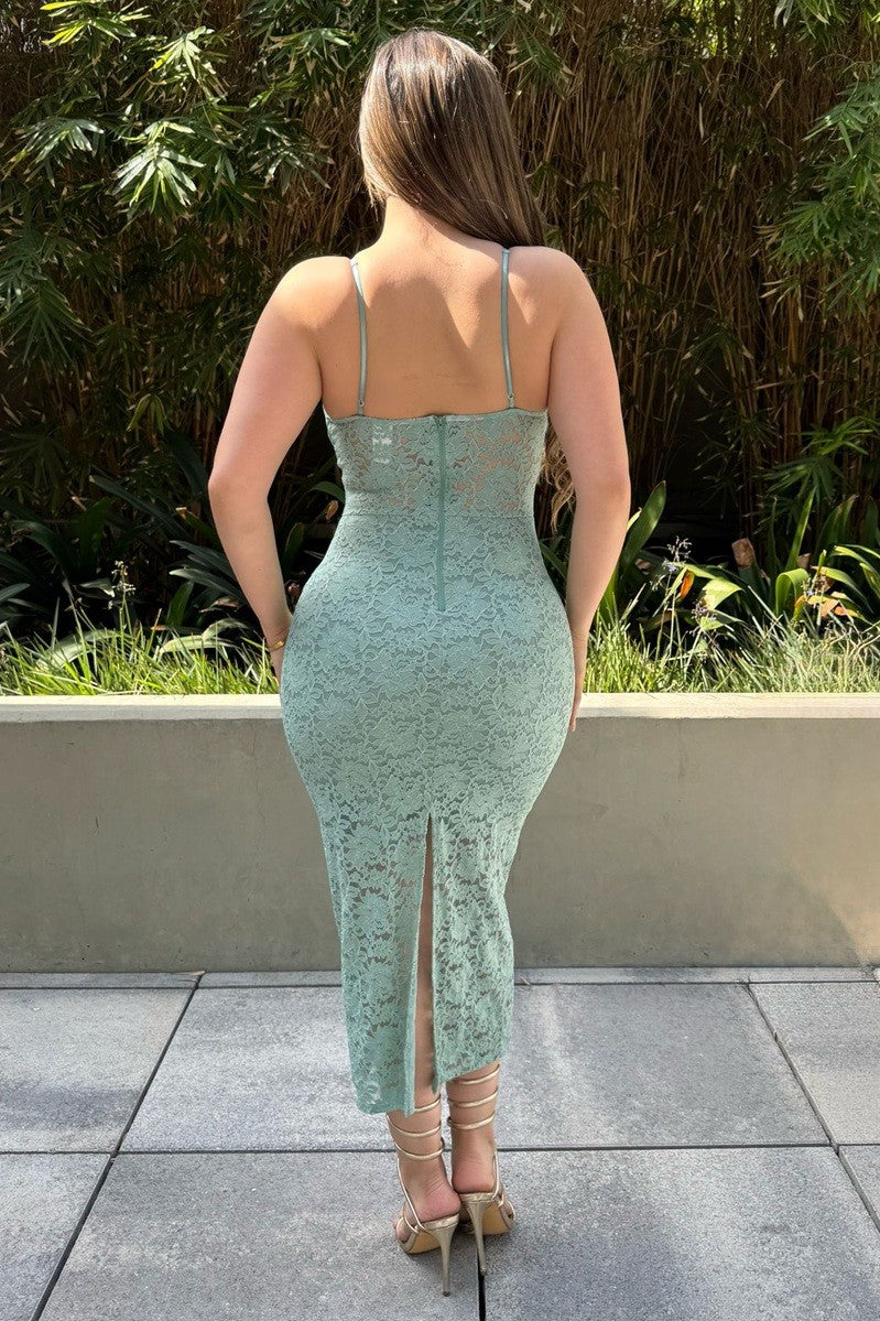 Midi lace dress with corset