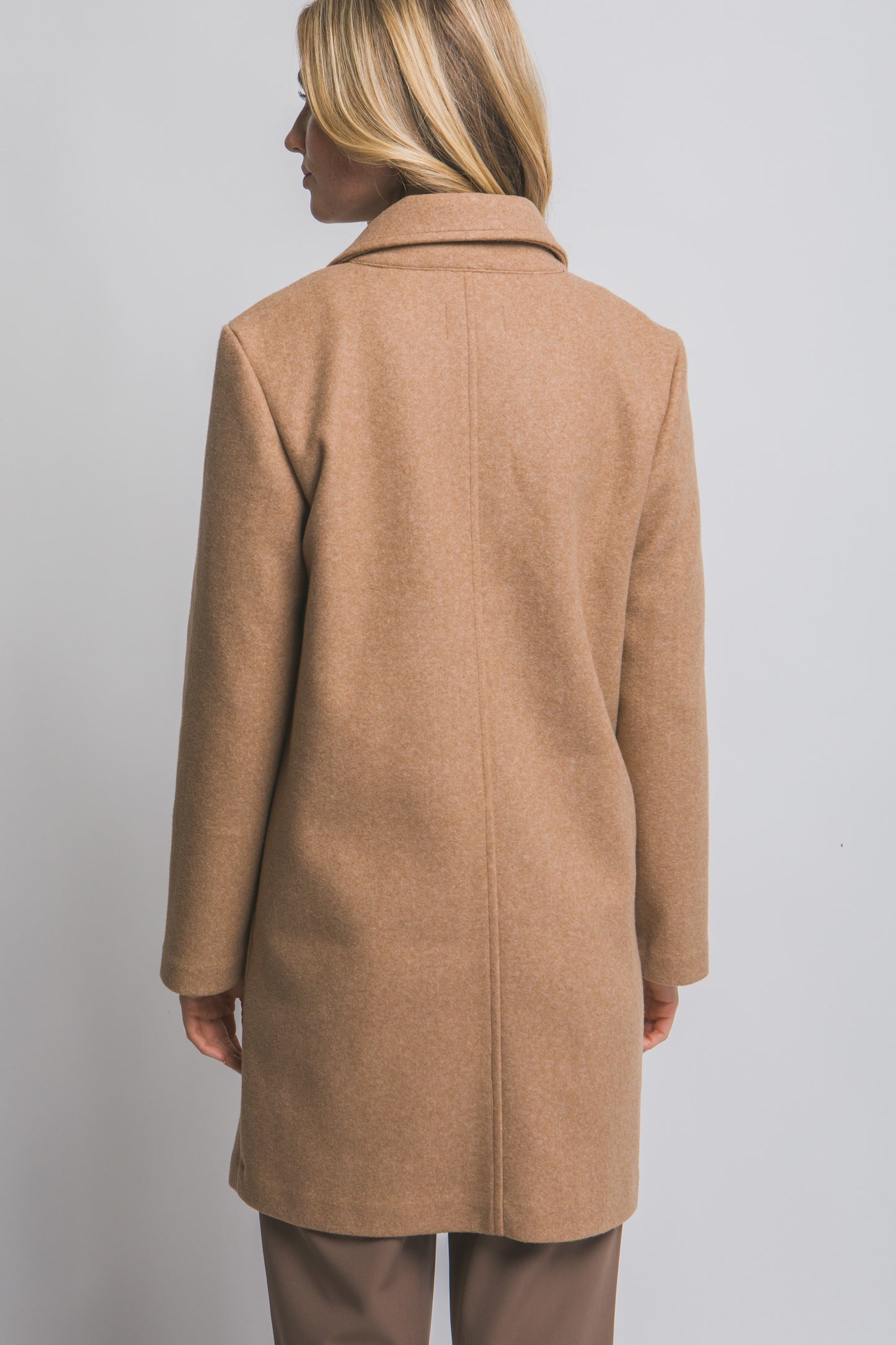 Notched Lapel Long Sleeve Coat