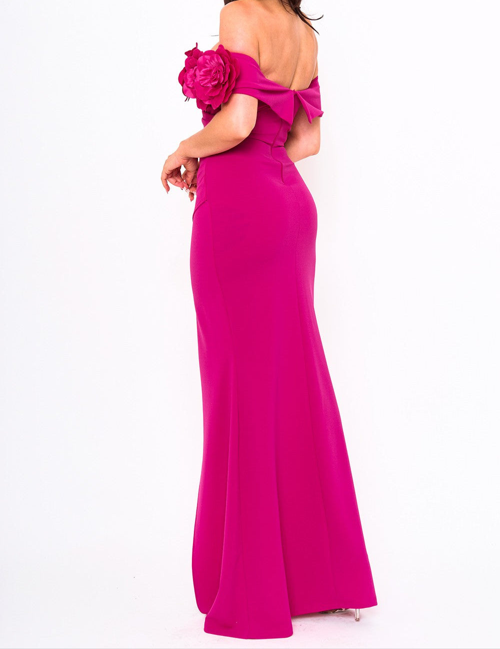 Flower Corsage Off The Shoulder Maxi Dress