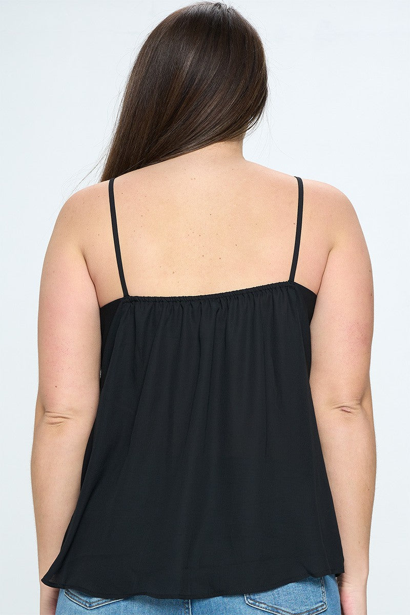 Junior Plus Caged Top With Bubble Hem