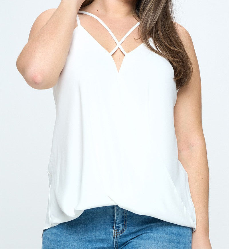Junior Plus Caged Top With Bubble Hem