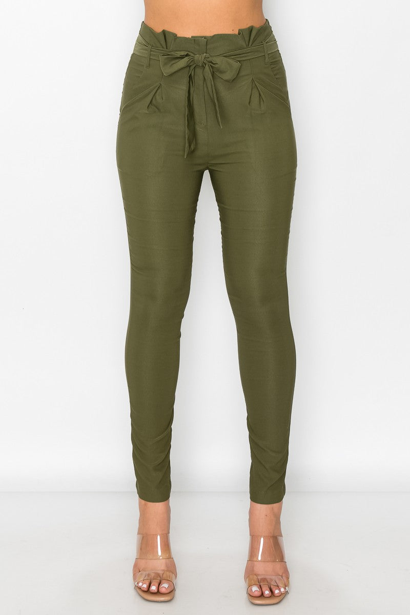 Paperbag Self Tie Skinny Pants