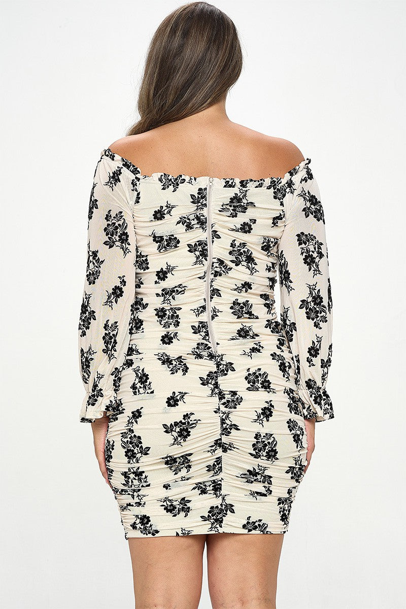 Junior Plus Off Shoulder Ruched Dress