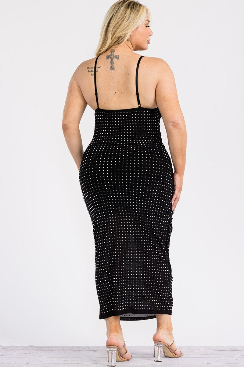 Junior Plus Rhinestone-embellished Maxi Dress