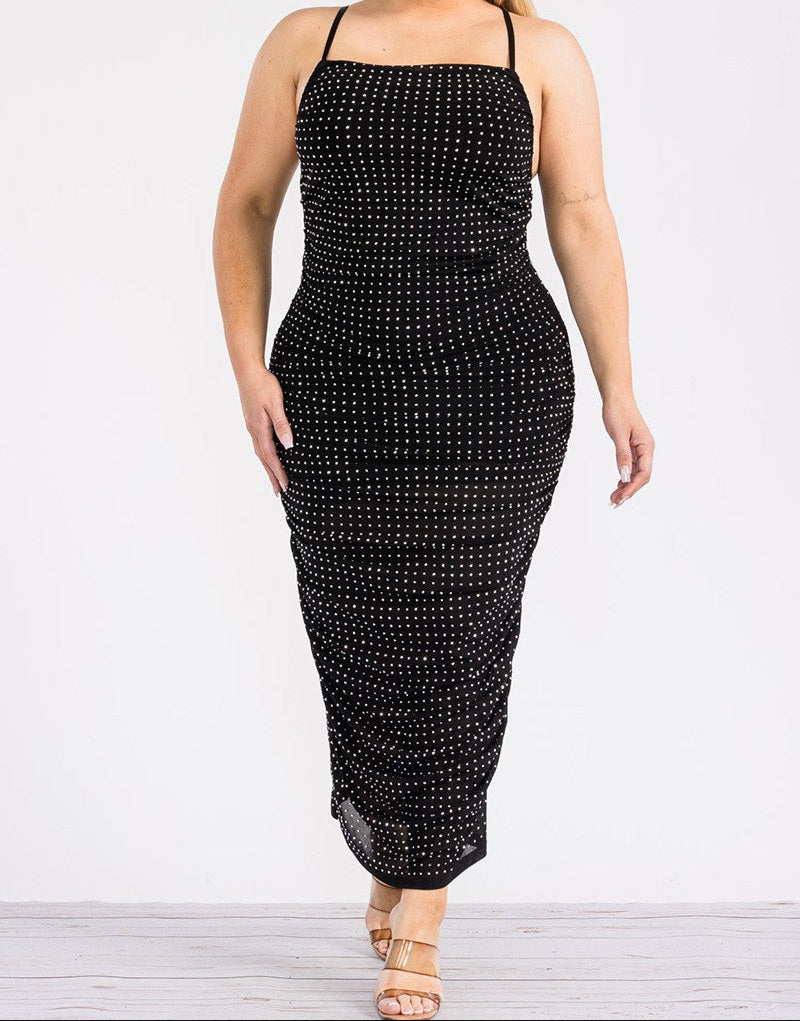 Junior Plus Rhinestone-embellished Maxi Dress