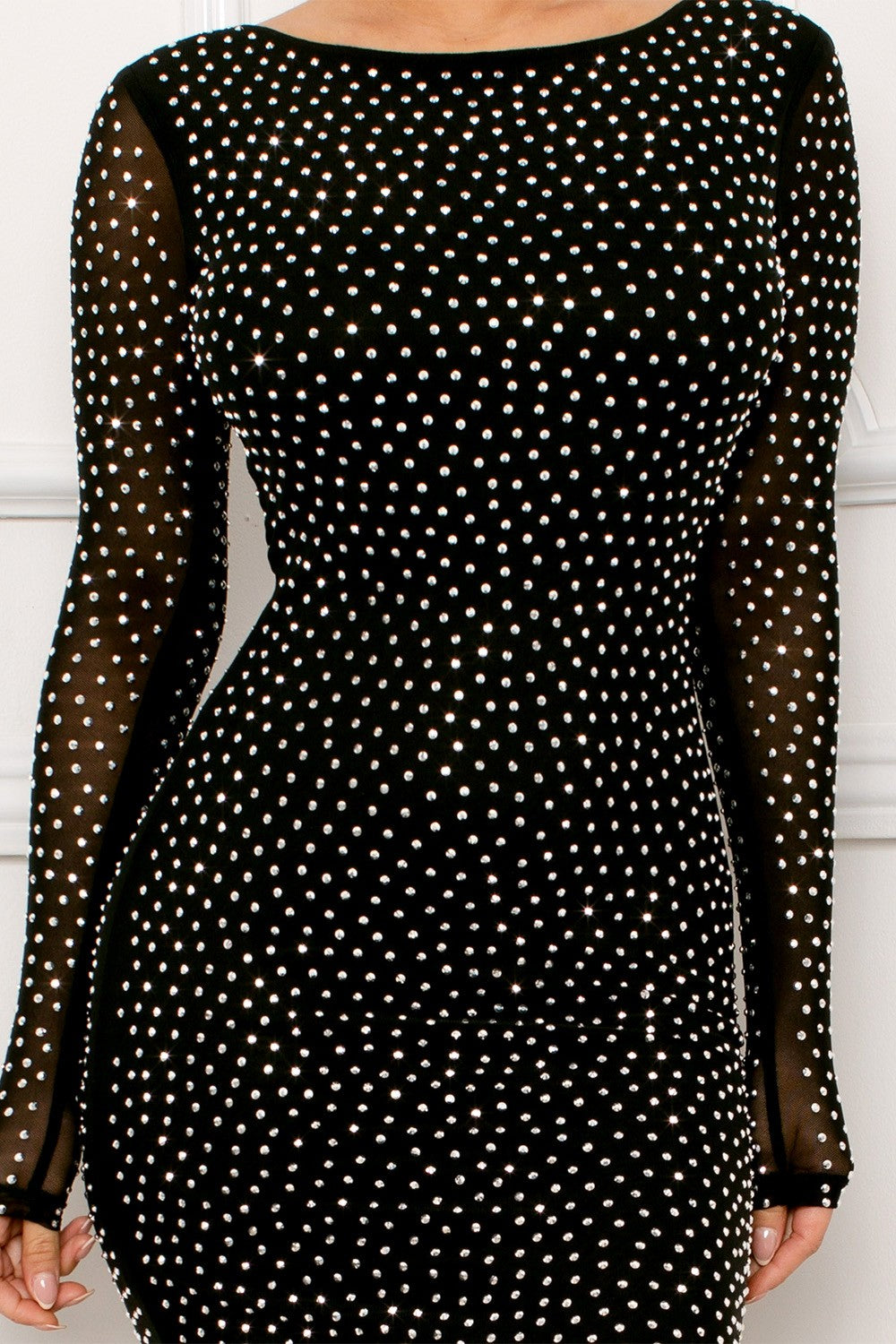 Translucent Rhinestone Midi Dress