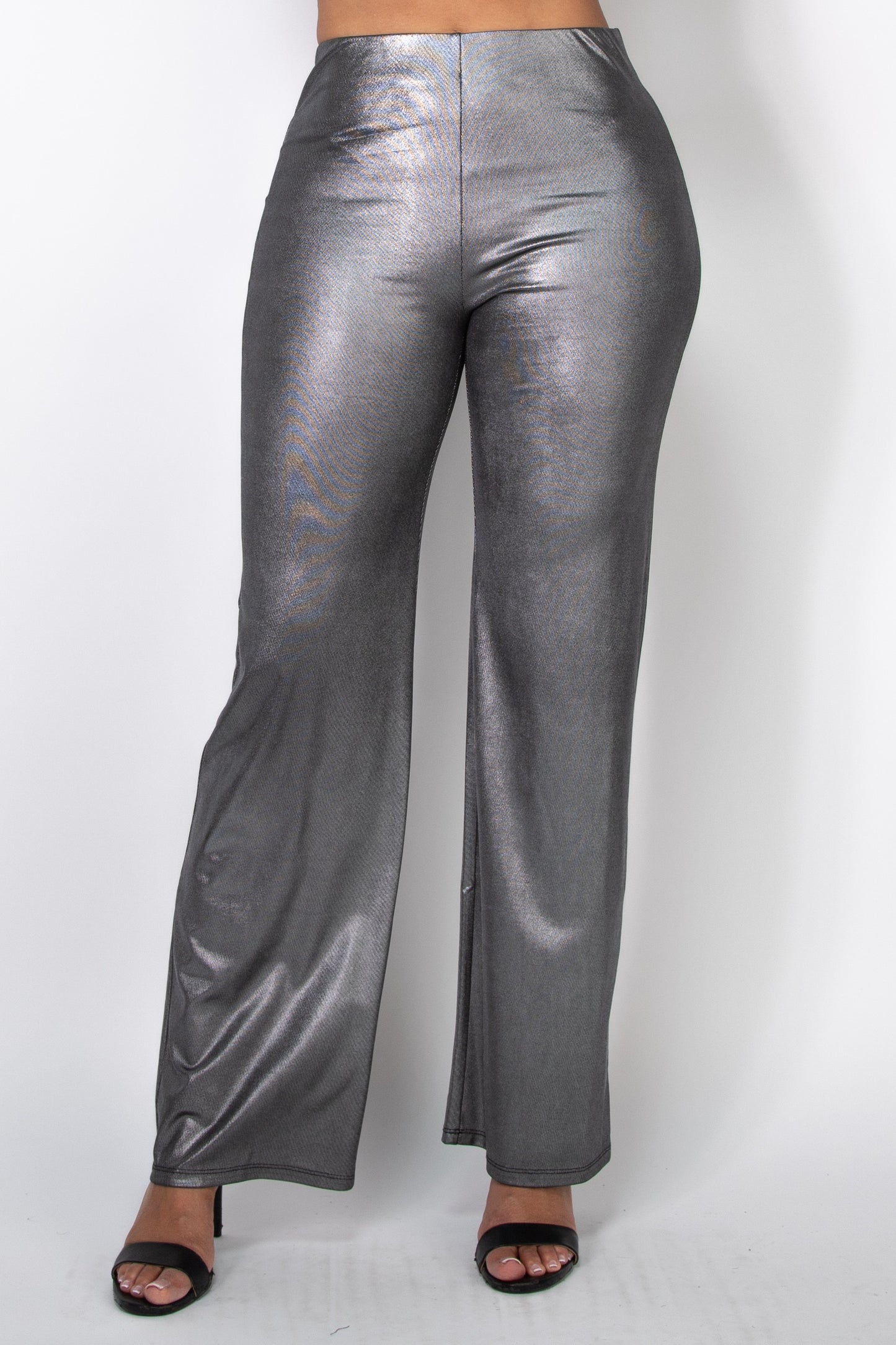 Foil Wide Leg Silky High-rise Pants