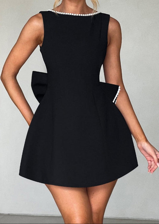 Pearl Bow A-line Mini Dress