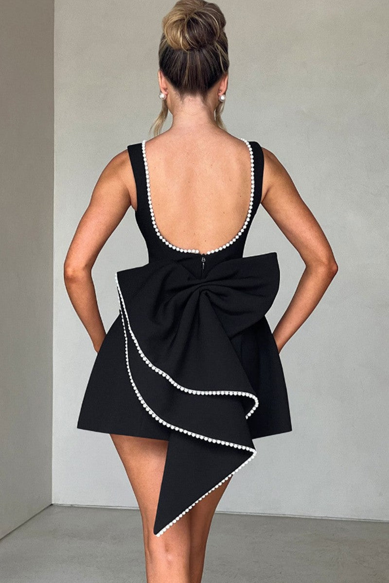 Pearl Bow A-line Mini Dress