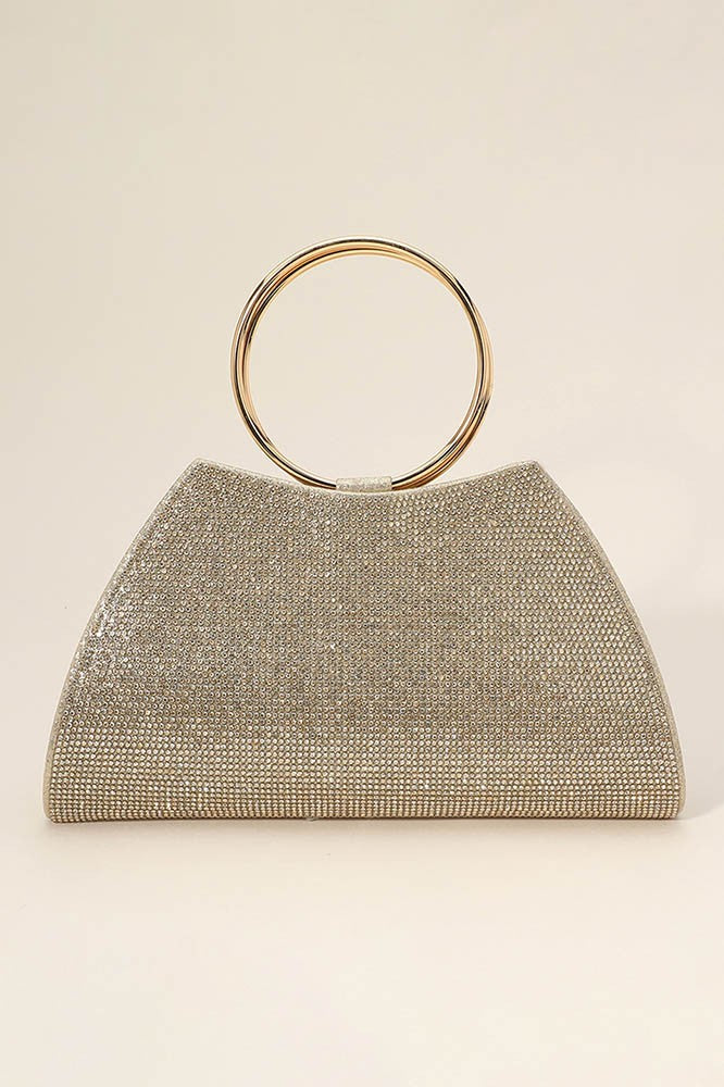 Bling Studded Ring Top Handle Evening Bag