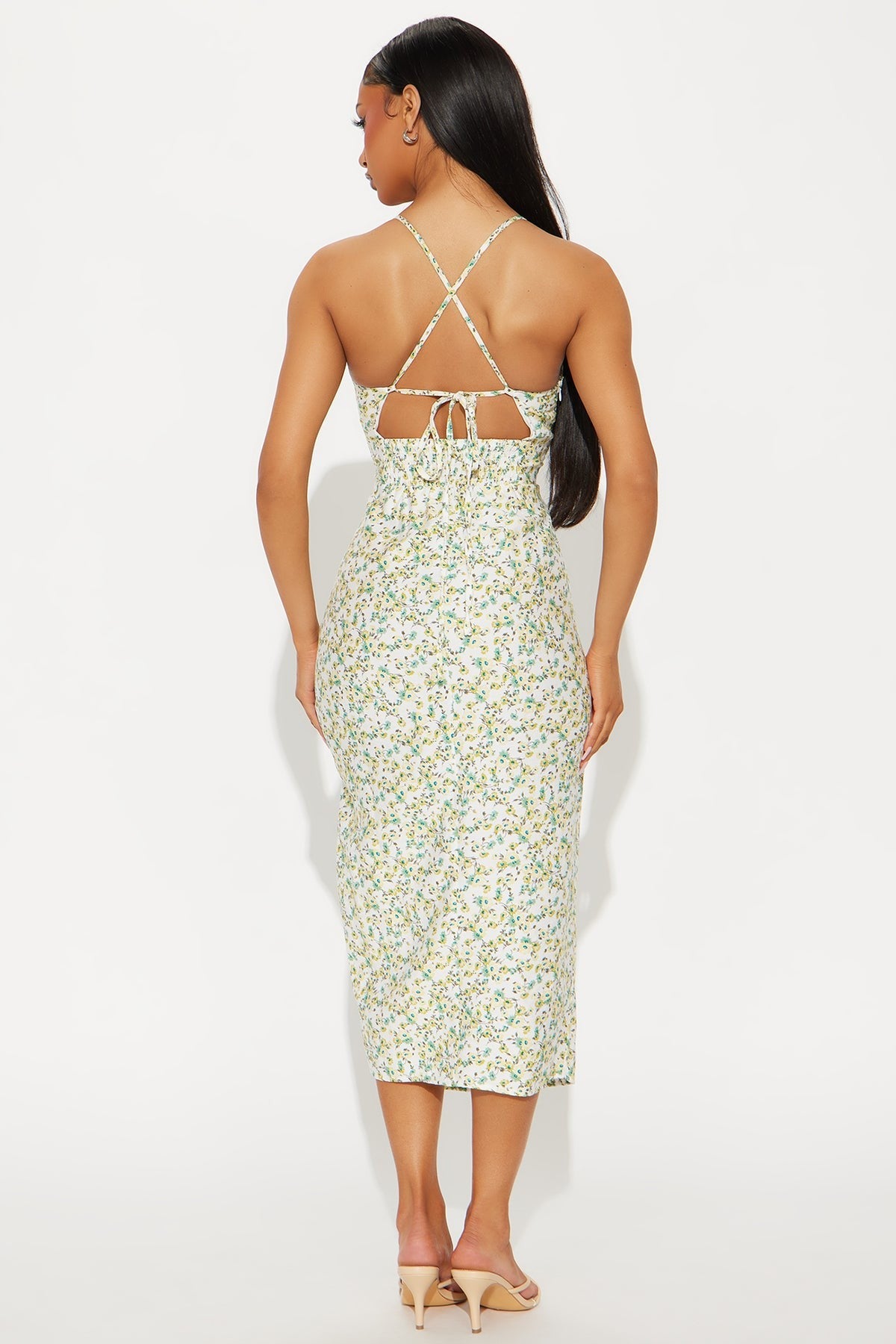 Floral Slit Wrap Midi Dress