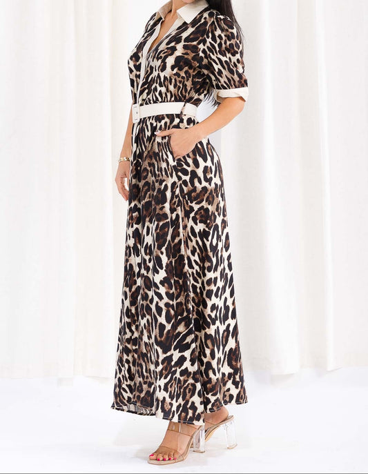 Maxi Animal Print Dress, Belted.