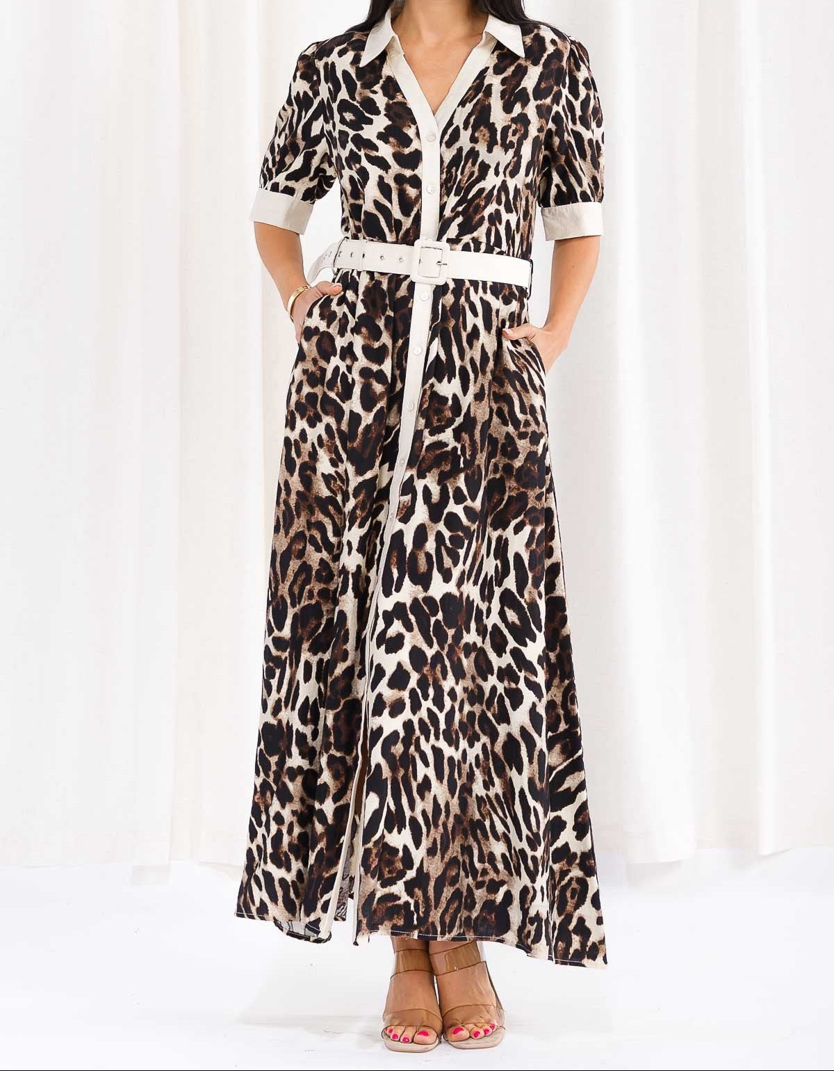 Maxi Animal Print Dress, Belted.