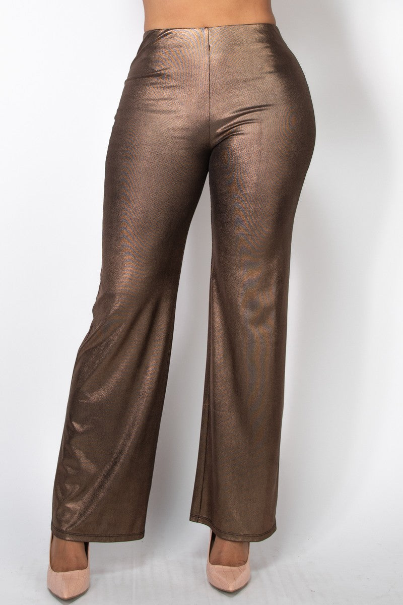 Foil Wide Leg Silky High-rise Pants