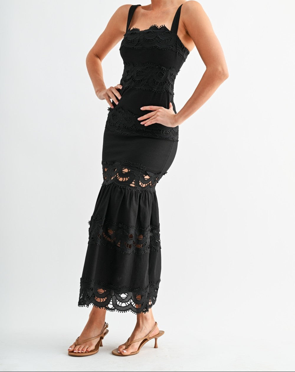 Lace Tiered Midi Dress